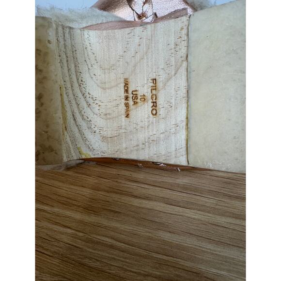 Anthropologie Pilcro Bronze Gold Sherpa Fur Lined Clogs Size 10 Leather Mule - Picture 7 of 7